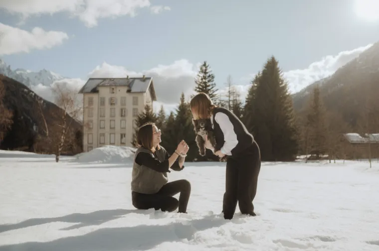 Séance de demande en mariage à Chamonix-Mont-Blanc, Sallanches, Manon Guenot Photographe
